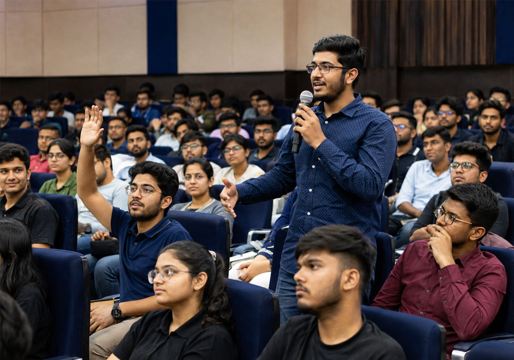 Students during an open question and answer session