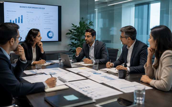 Leadership team in a boardroom review